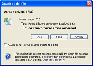 Esempio salvataggio file con Internet Explorer